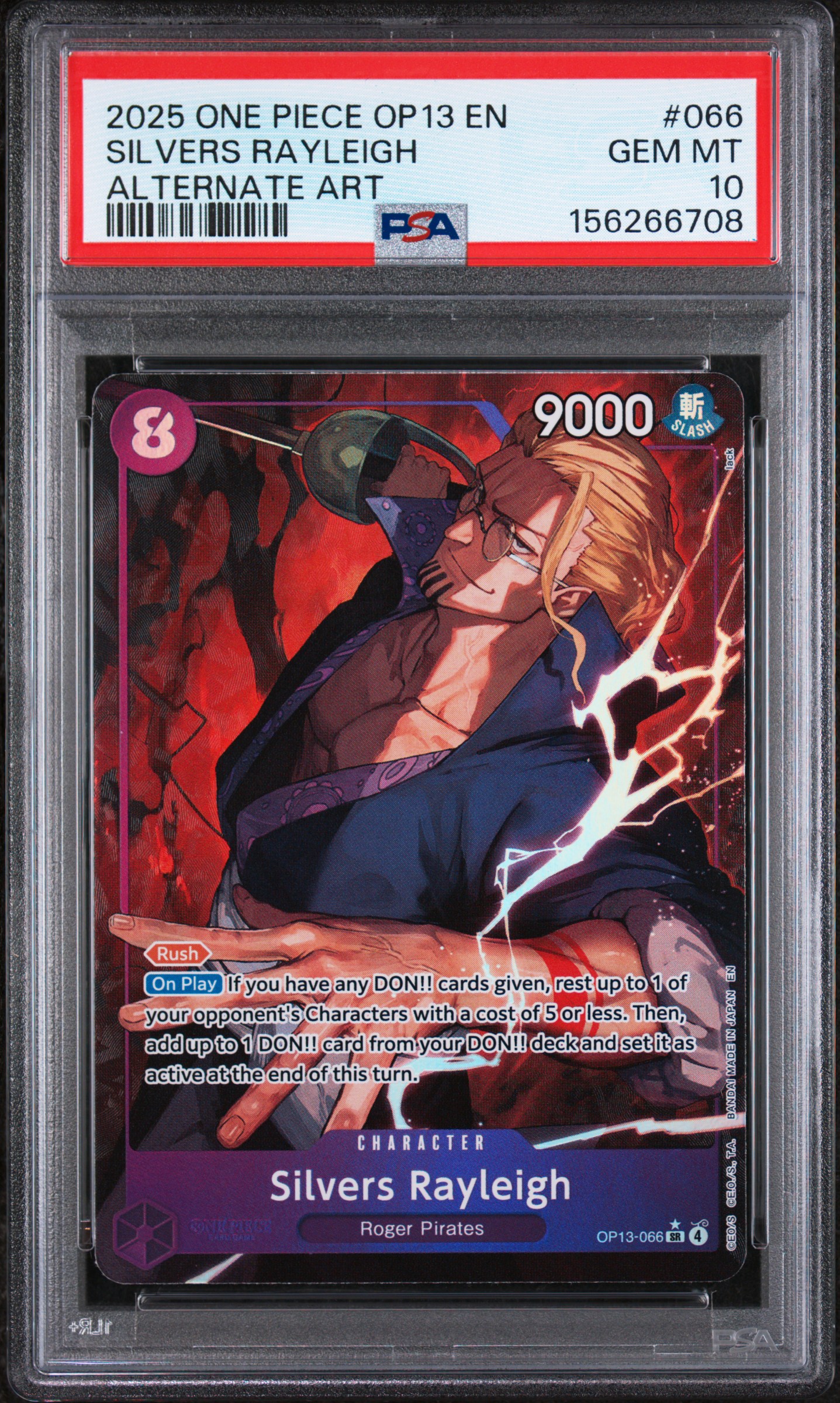 2025 #066 Silvers Rayleigh PSA 10 One Piece OP13-Carrying on His Will