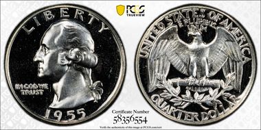 1955 25C PR67DCAM