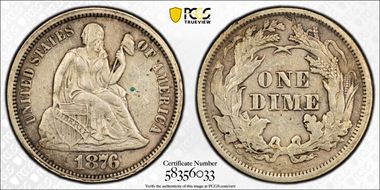 1876-S 10C F-101, Type 1 Rev N1