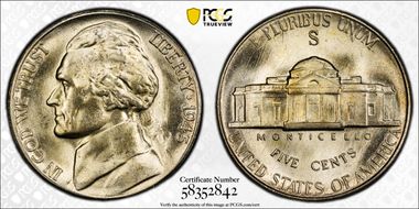 1945-S 5C MS65FS