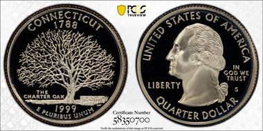 1999-S 25C Connecticut PR69DCAM