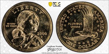 2000-P SAC$1 MS65PL