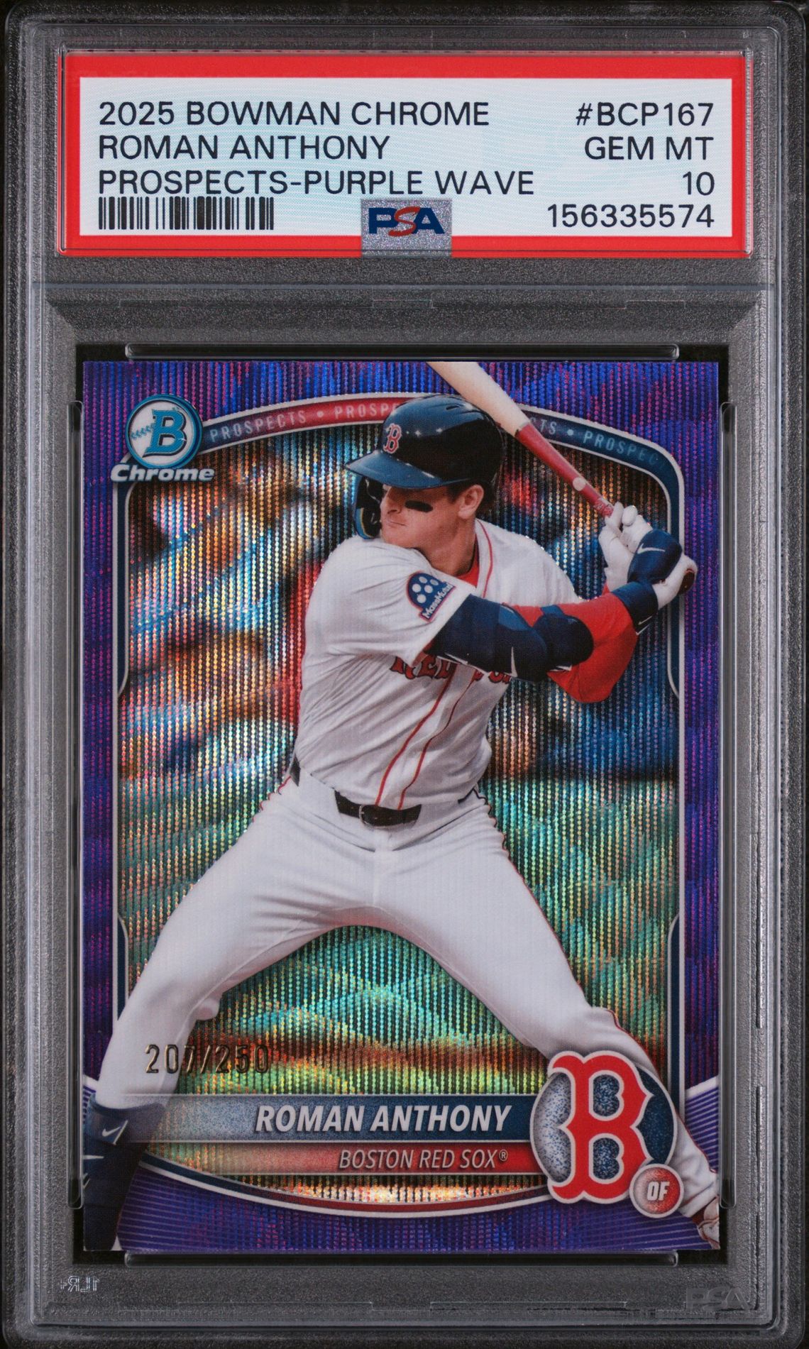 2025 Bowman BOWMAN CHROME PROSPECTS PURPLE WAVE #BCP167 Roman Anthony front