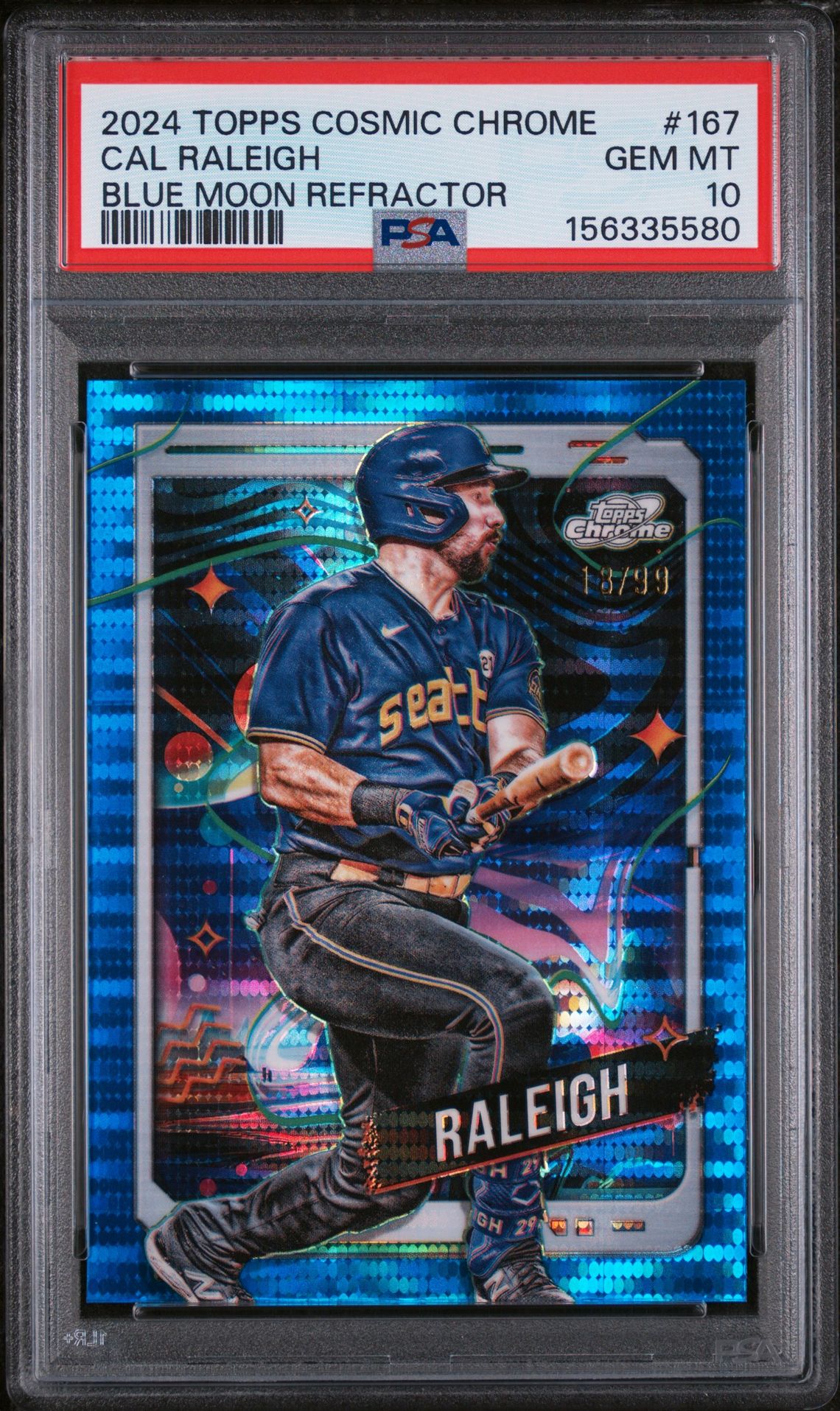 2024 Topps TOPPS COSMIC CHROME BLUE MOON REFRACTOR #167 Cal Raleigh front