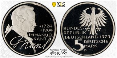 1974-D 5 Mk Kant KM-139 PR69DCAM