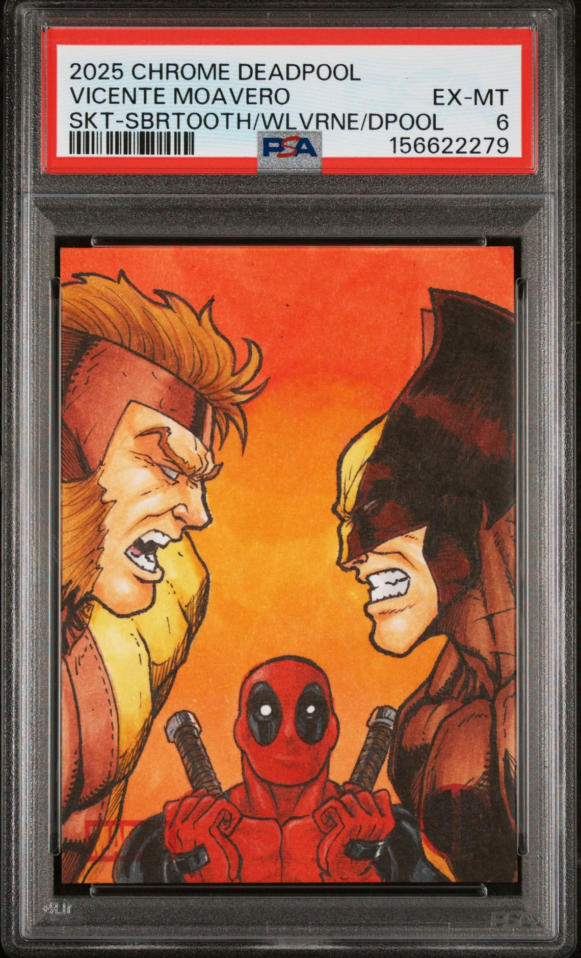 2025 Topps Chrome TOPPS CHROME DEADPOOL SKETCH CARDS SKT-SBRTOOTH/WLVRNE/DPOOL Vicente Moavero front