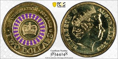 2013-C $2 Coronation Colorized MS68