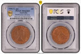 1956 Y. (p) 1D Melbourne obverse MS62BN