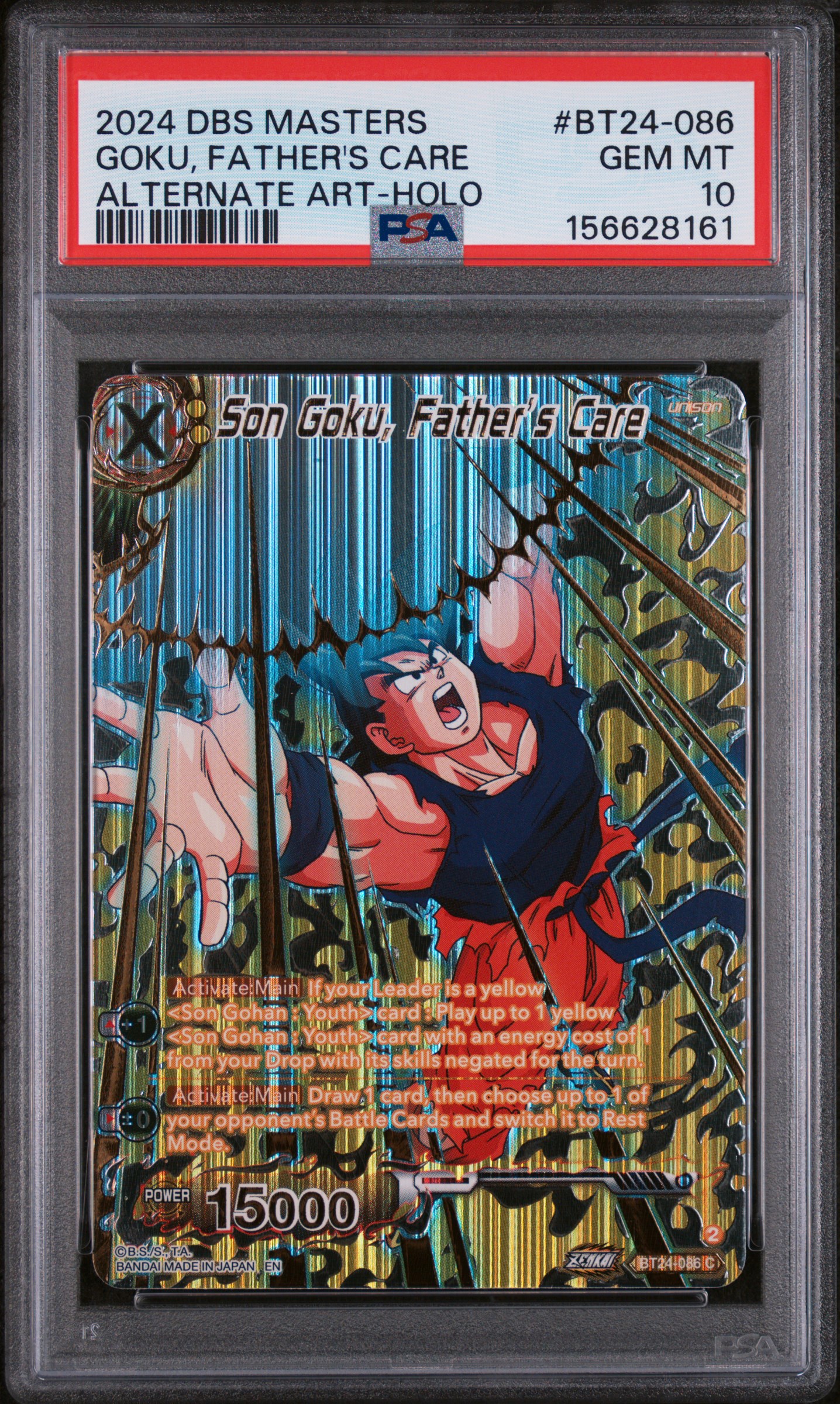 2024 #BT24-086 Son Goku, Father's Care PSA 10 Dragon Ball Super Card Game Masters Series 24 Beyond Generations