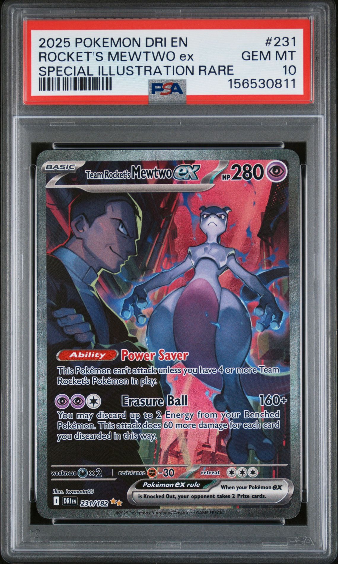 2025 Pokemon POKEMON DRI EN-DESTINED RIVALS SPECIAL ILLUSTRATION RARE #231 Rocket's Mewtwo EX front