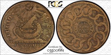 1787 Fugio 1C United States, 4 Cinq XF40BN