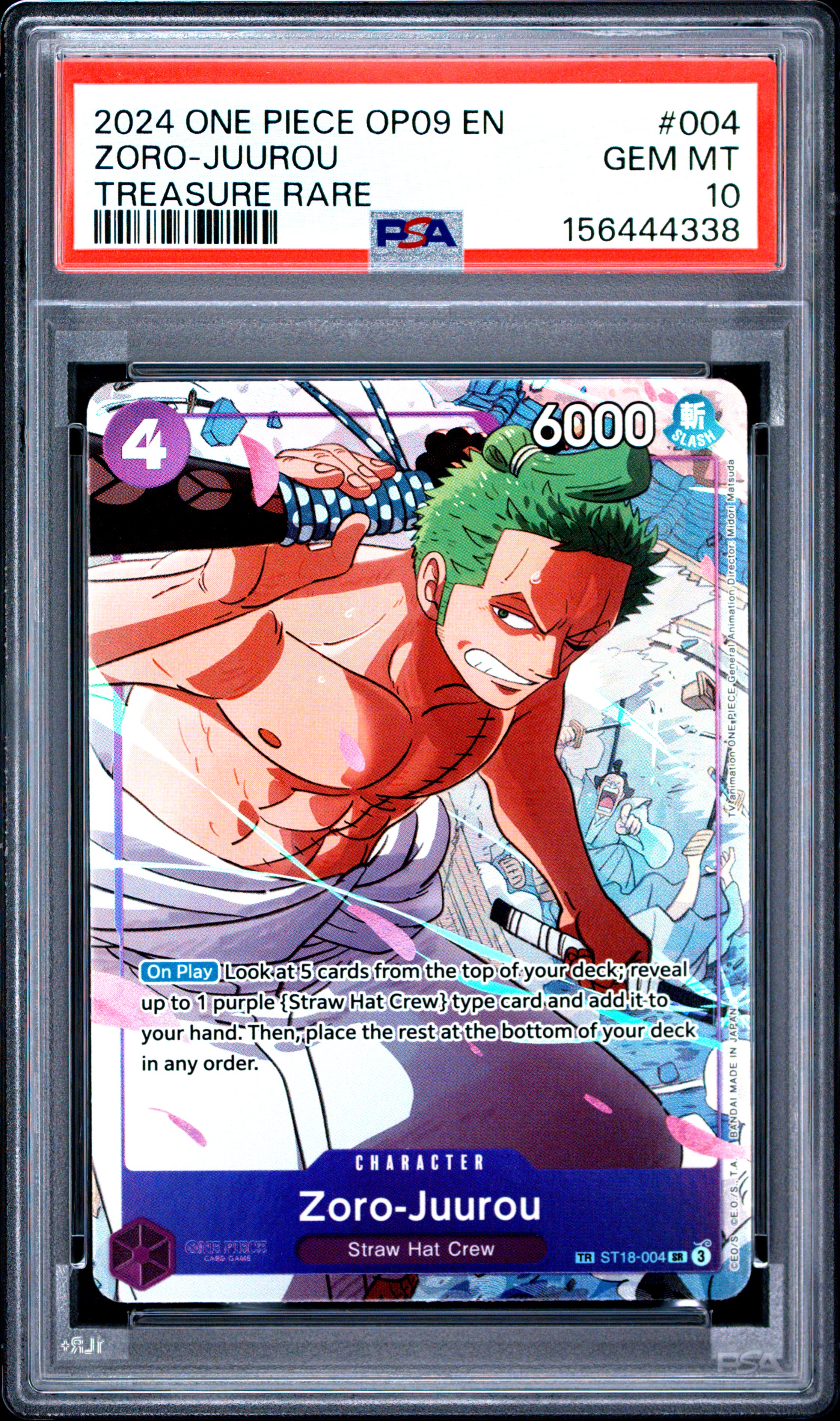 2024 #004 Zoro-Juurou PSA 10 One Piece OP09-Emperors in the New World