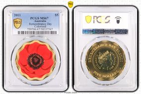2011 $5 Remembrance Day Colorized MS67
