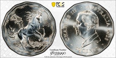 2026 50C Year of the Horse CuNi Envelope Privy MS69