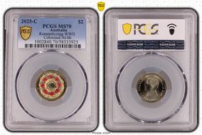 2025-C $2 Remembering WWII Colorized Al-Br MS70