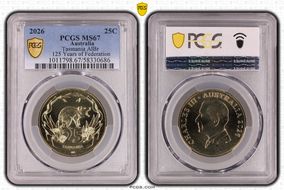 2026 25C Tasmania AlBr 125 Years of Federation MS67