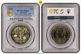 2026 25C New South Wales AlBr 125 Years of Federation MS66
