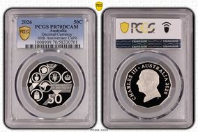 2026 50C Decimal Currency 60th Anniversary CuNi PR70DCAM