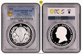2026 $5 Queen Elizabeth II Centenary of Birth Ag PR70DCAM