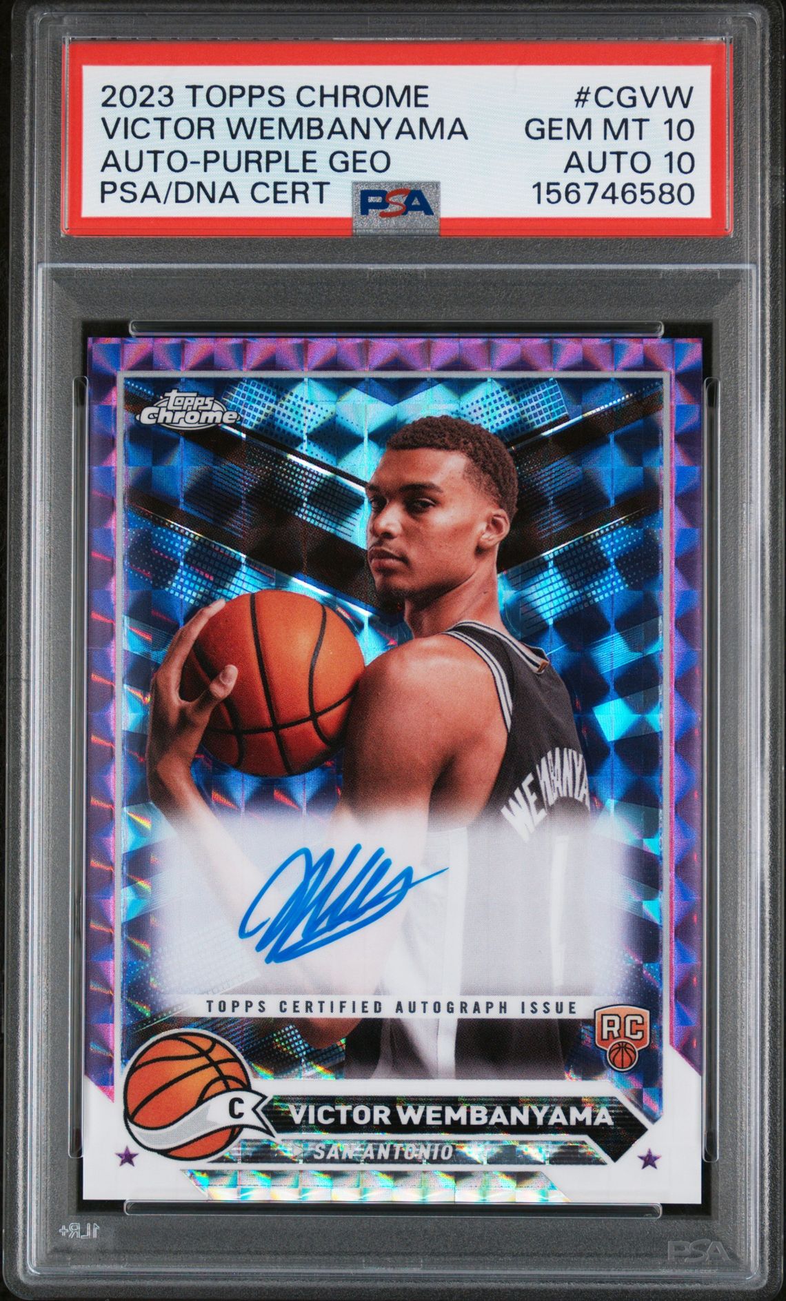 2023 Topps TOPPS CHROME TOPPS CHROME AUTOGRAPHS PURPLE GEOCertificationPrimary Signer (1 Signer)VICTOR WEMBANYAMA #CGVW Victor Wembanyama front