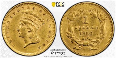 1856 G$1 Upright 5 MS61