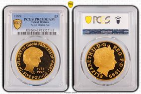 1999 £5 S-L6 Diana Au PR65DCAM
