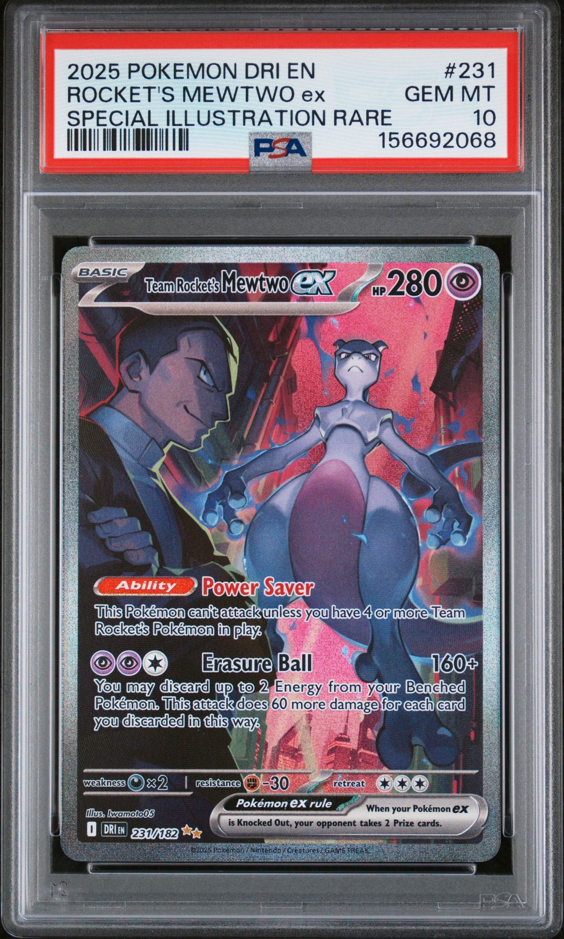 2025 Pokemon POKEMON DRI EN-DESTINED RIVALS SPECIAL ILLUSTRATION RARE #231 Rocket's Mewtwo EX front