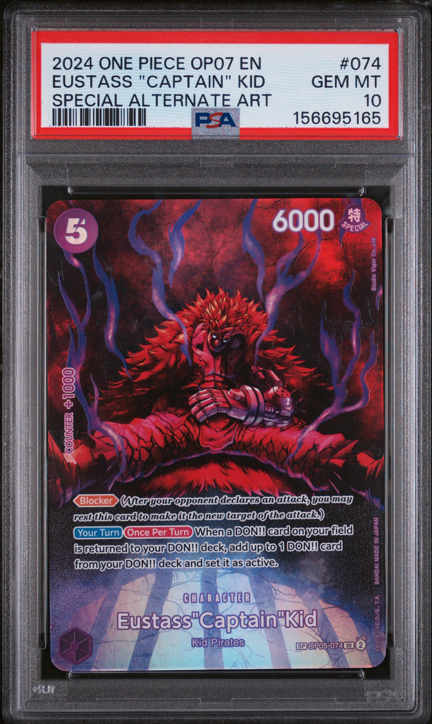 2024 #074 Eustass "Captain" Kid PSA 10 One Piece OP07-500 Years in the Future