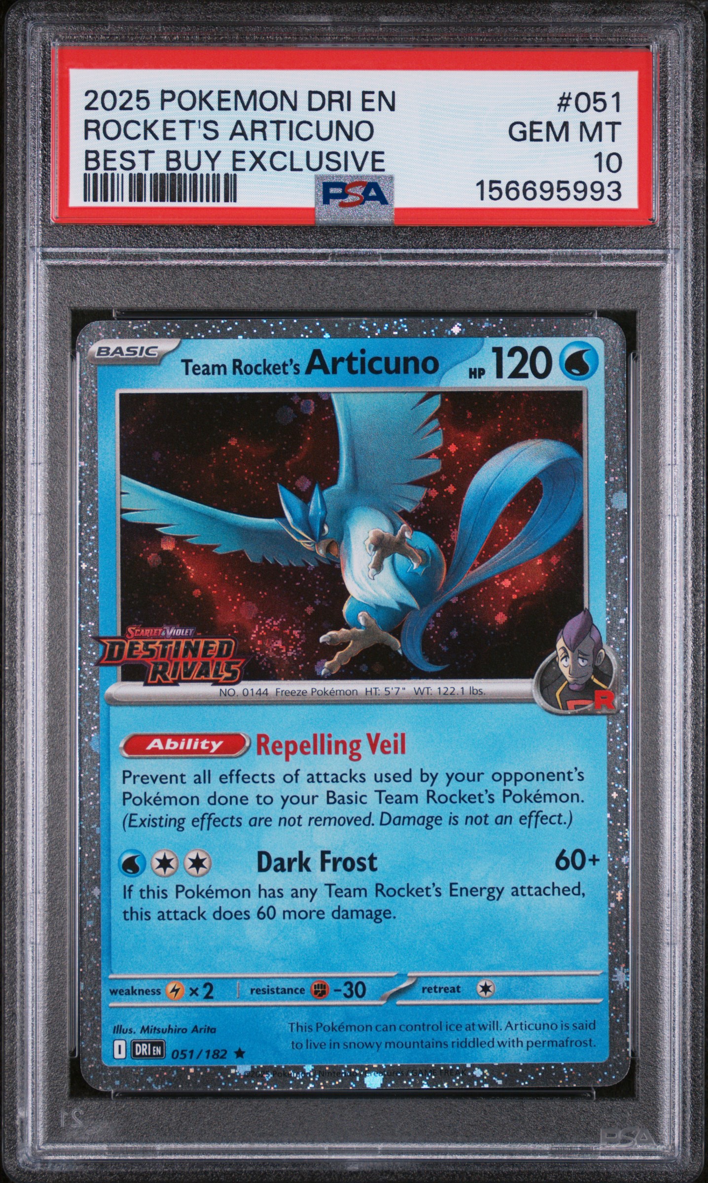 2025 #051 Team Rocket's Articuno PSA 10 Dri EN-Destined Rivals