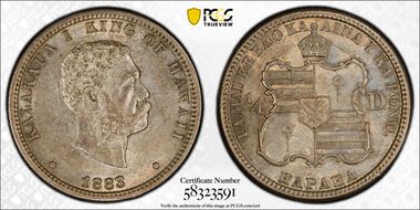 1883 25C Hawaii MS62