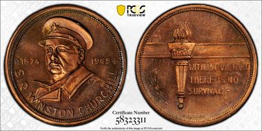 1965 Medal Engstrom-48a AE Churchill Death Memorial MS63RB