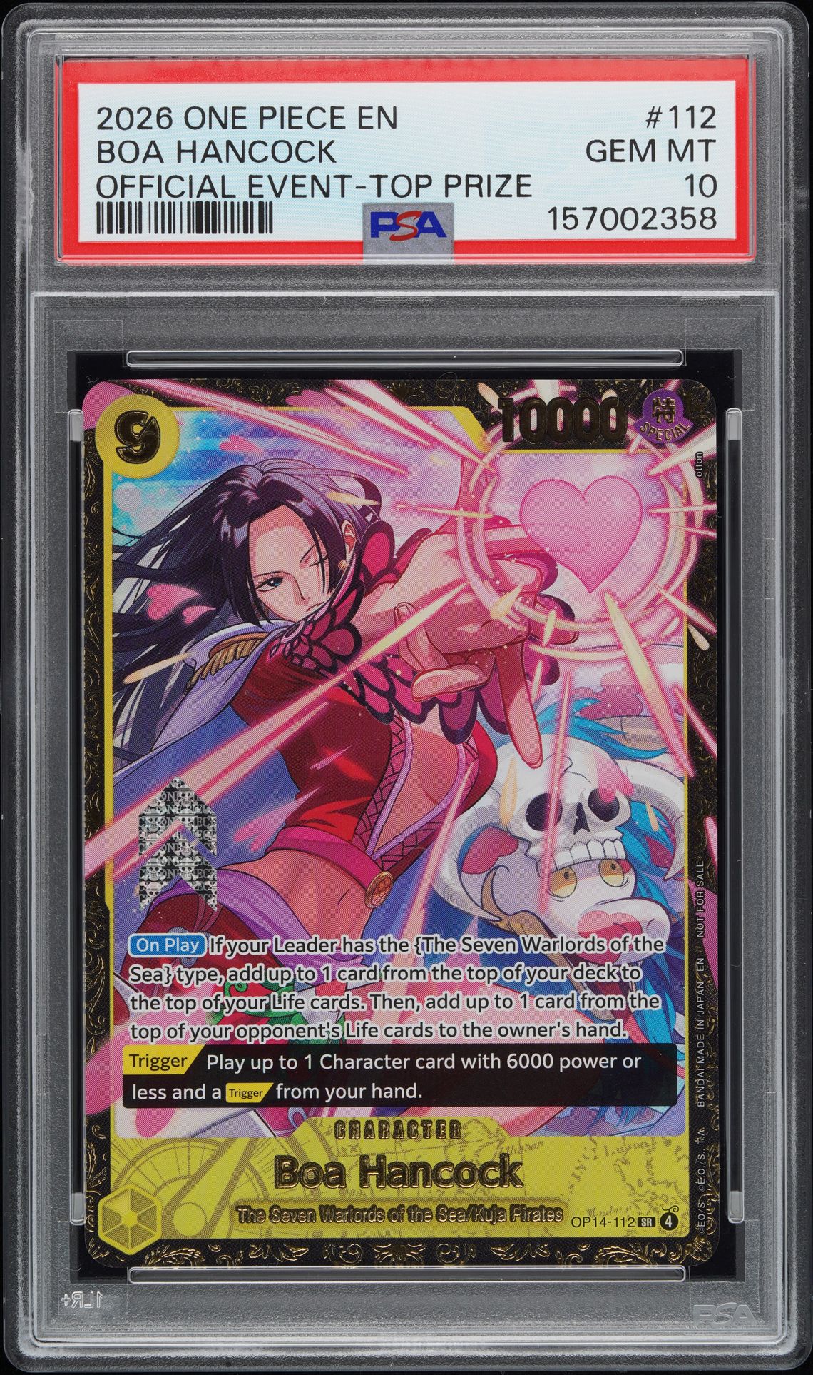 2026 One Piece ONE PIECE PROMOS OFFICIAL EVENT TOP PRIZE #112 Boa Hancock front
