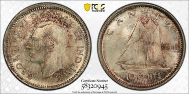1940 10C Re-engraved Date MS66