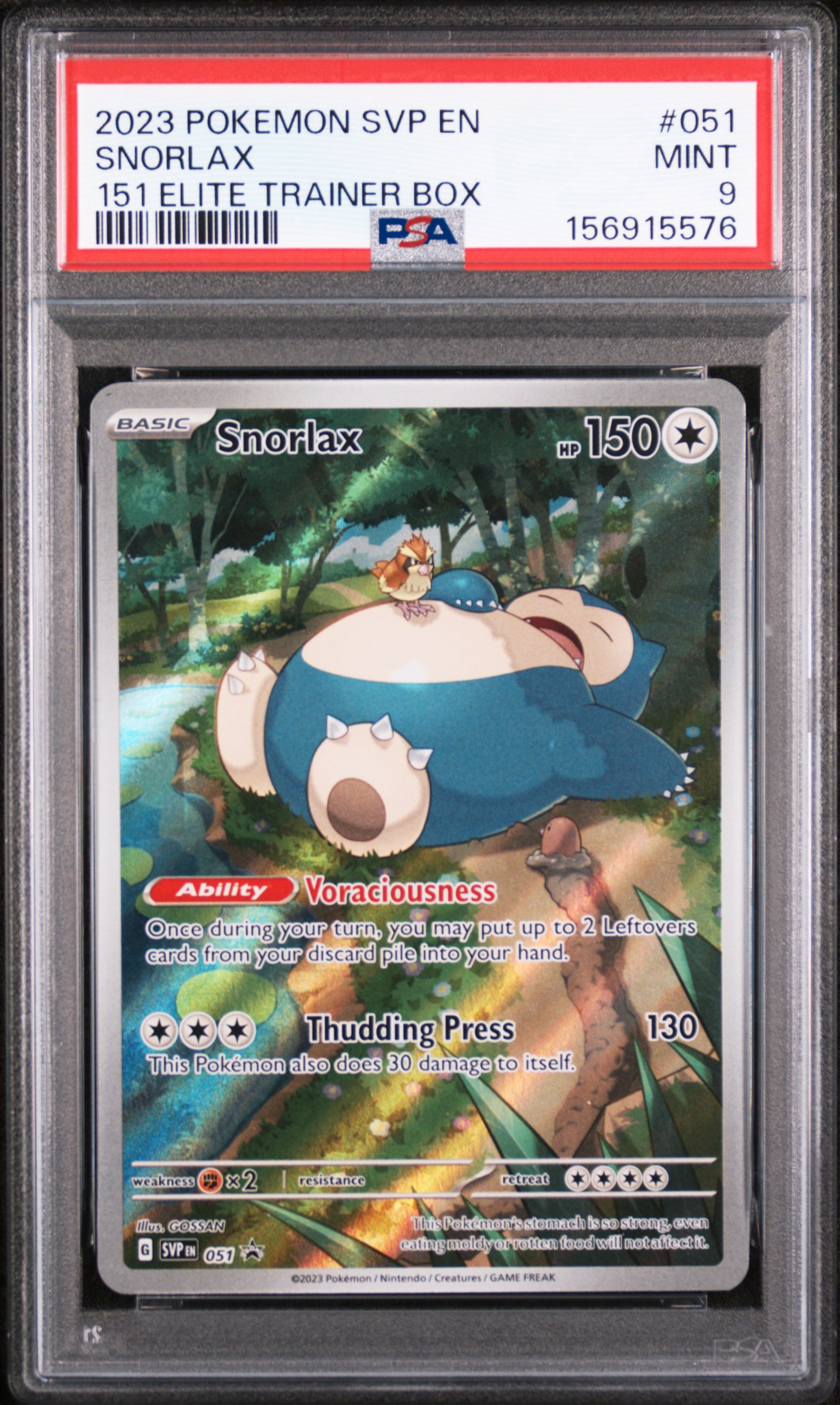 2023 #051 Snorlax PSA 9 Svp EN-SV Black Star Promo