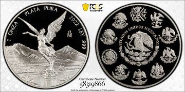 2022-Mo Onza Libertad Ag PR70DCAM