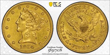 1904 $5 AU55
