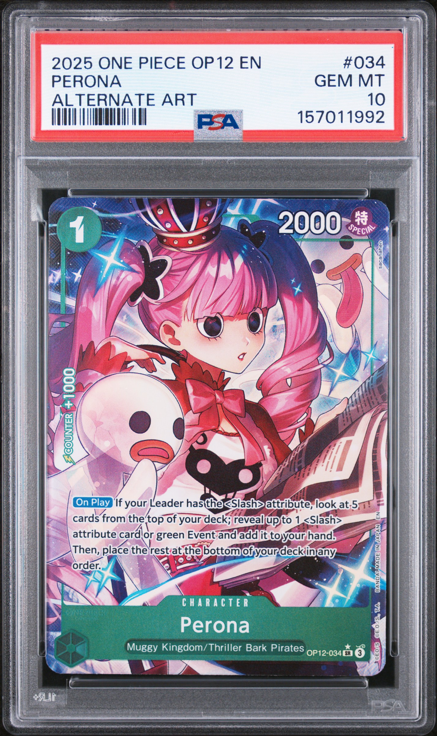 2025 #034 Perona PSA 10 One Piece OP12-Legacy of the Master