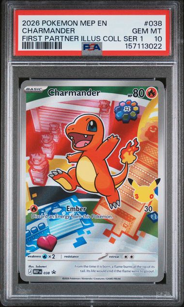 2026 Pokemon POKEMON MEP EN-ME BLACK STAR PROMO FIRST PARTNER ILLUS COLL SER 1 #038 Charmander front