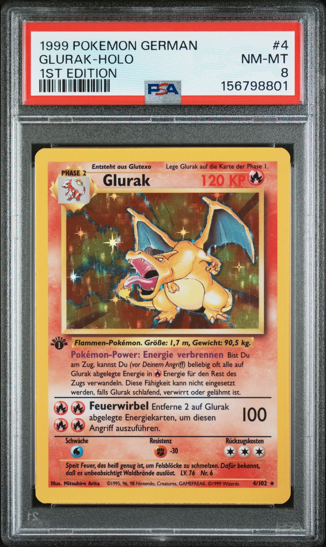 1999 Pokemon POKEMON GERMAN 1ST EDITION #4 Glurak-Holo front