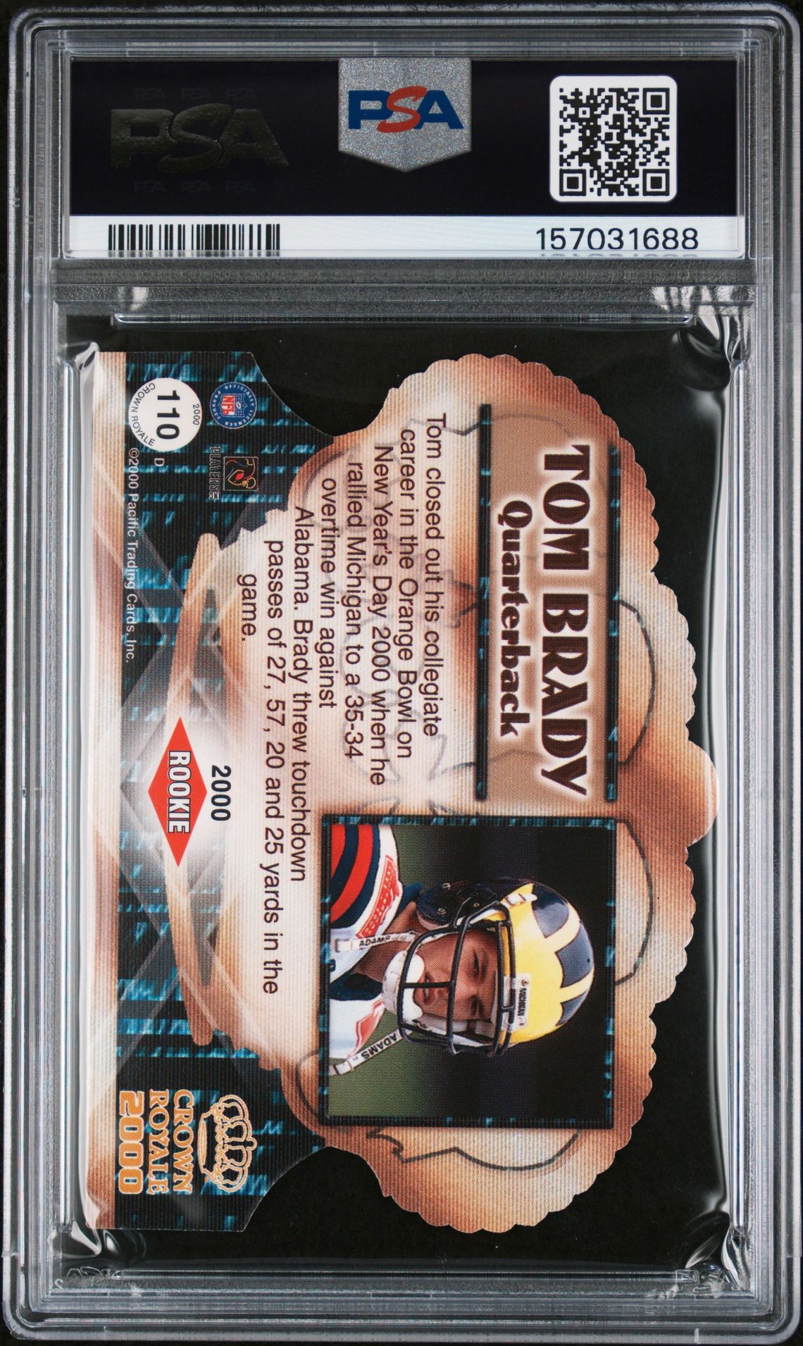 2000 Pacific Crown Royale Tom Brady #110 Nm-Mt 8 back