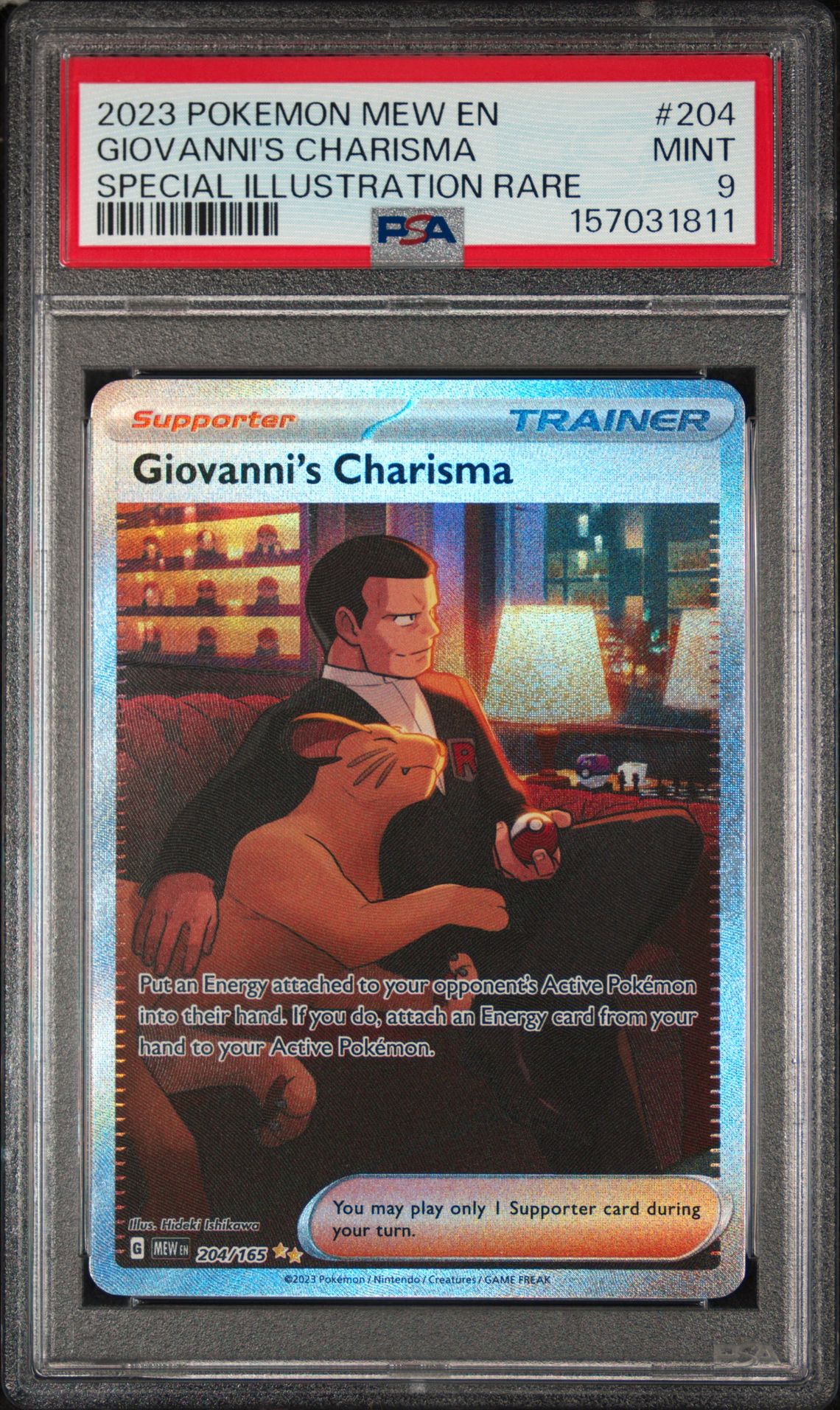 2023 Pokemon Mew En-151 Giovanni's Charisma #204 (Special Illustration Rare) Mint 9 front