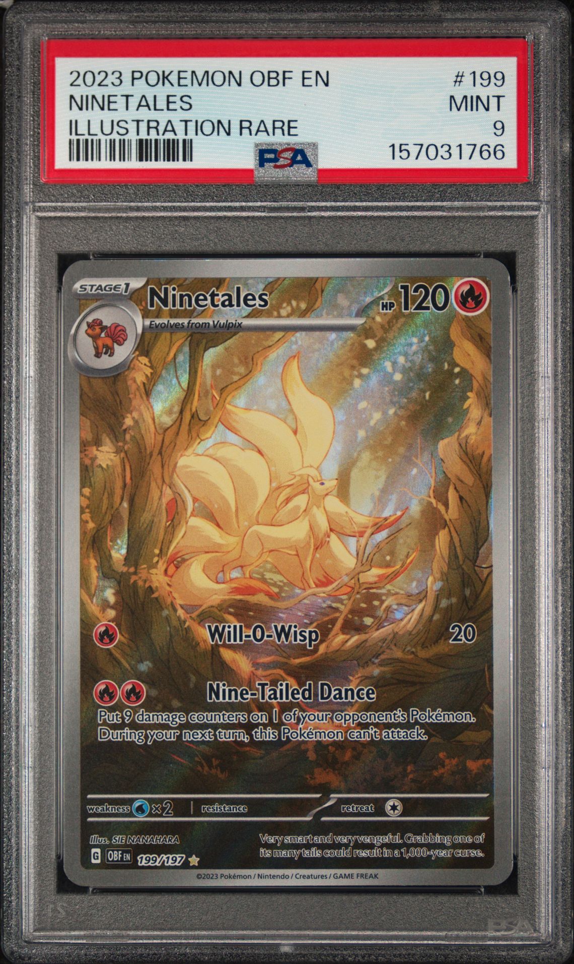 2023 Pokemon Obf En-Obsidian Flames Ninetales #199 (Illustration Rare) Mint 9 front