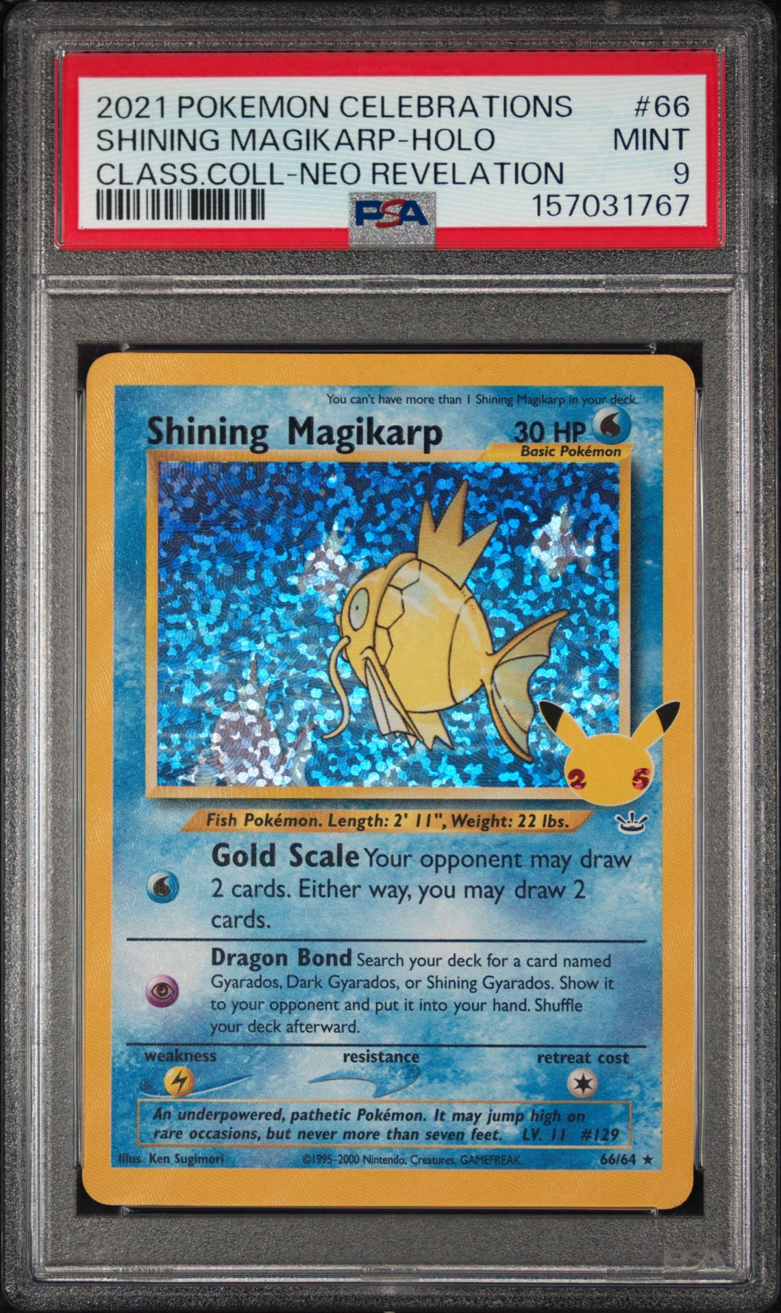 2021 Pokemon Celebrations Classic Collection Shining Magikarp-Holo #66 (Class.coll-Neo Revelation) Mint 9 front