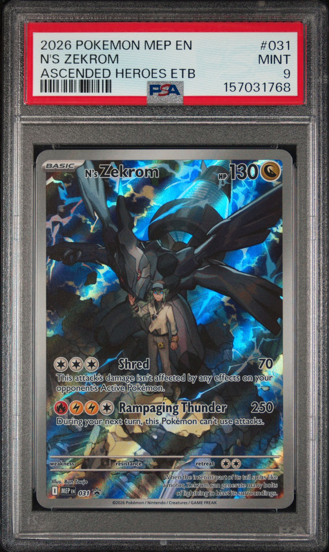 2026 Pokemon Mep En-Me Black Star Promo N's Zekrom #031 (Ascended Heroes Etb) Mint 9 front