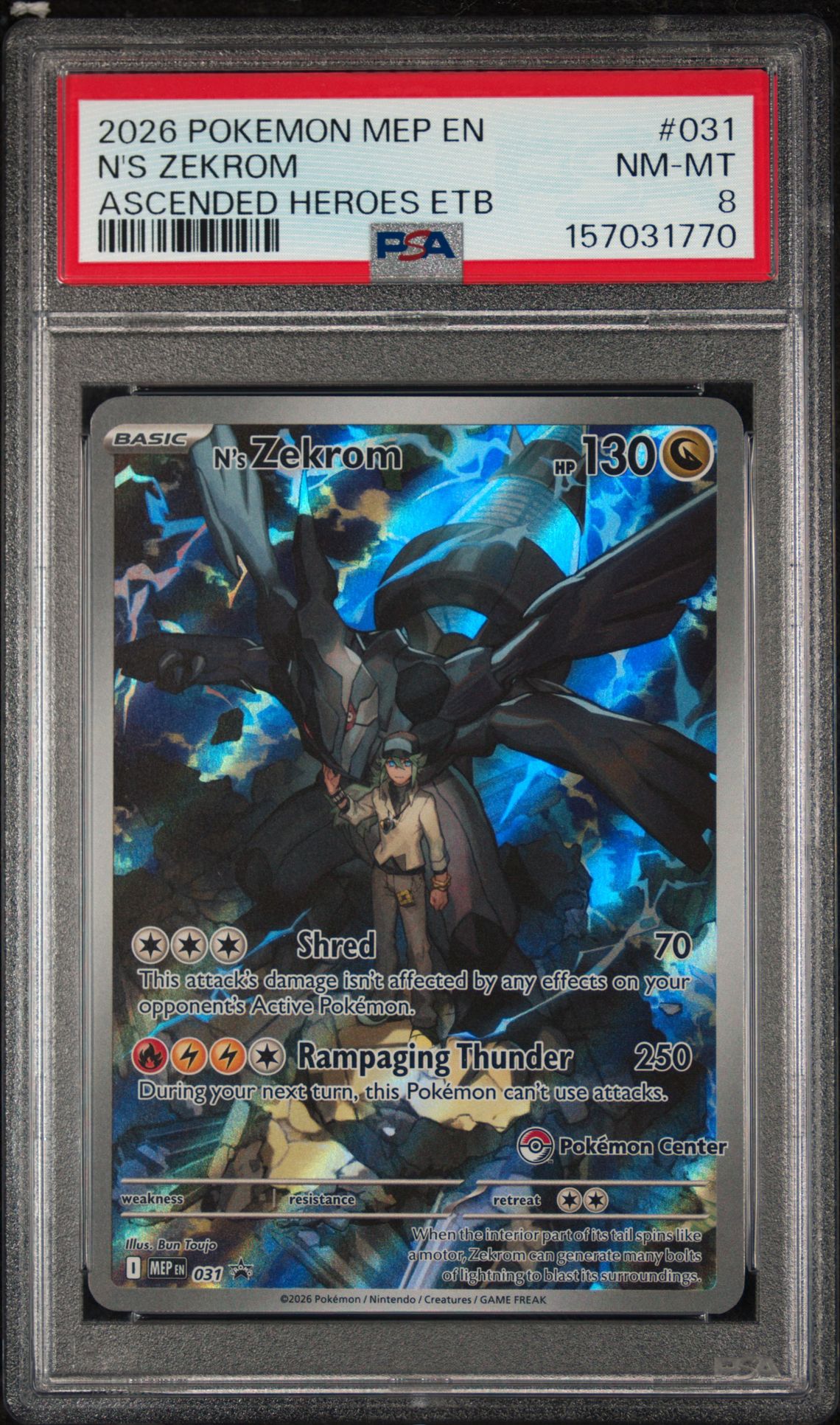2026 Pokemon Mep En-Me Black Star Promo N's Zekrom #031 (Ascended Heroes Etb) Nm-Mt 8 front