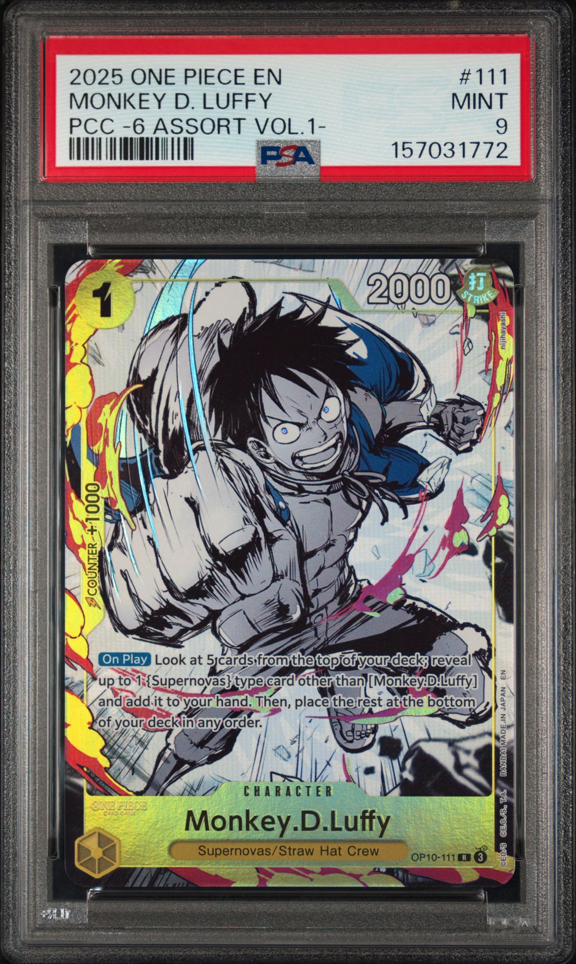 2025 One Piece Premium Card Collection -6 Assort Vol.1- Monkey D. Luffy #111 Mint 9 front