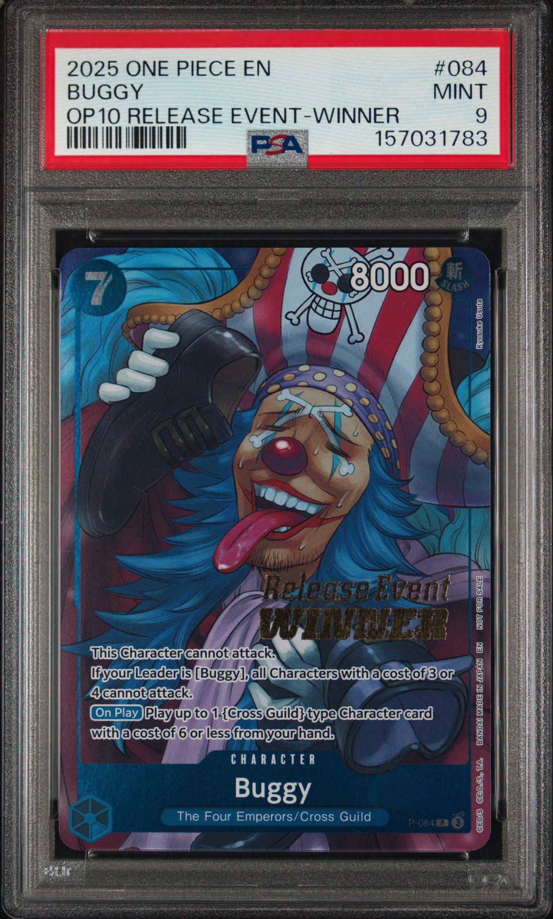 2025 One Piece Promos Buggy #084 (Op10 Release Event-Winner) Mint 9 front