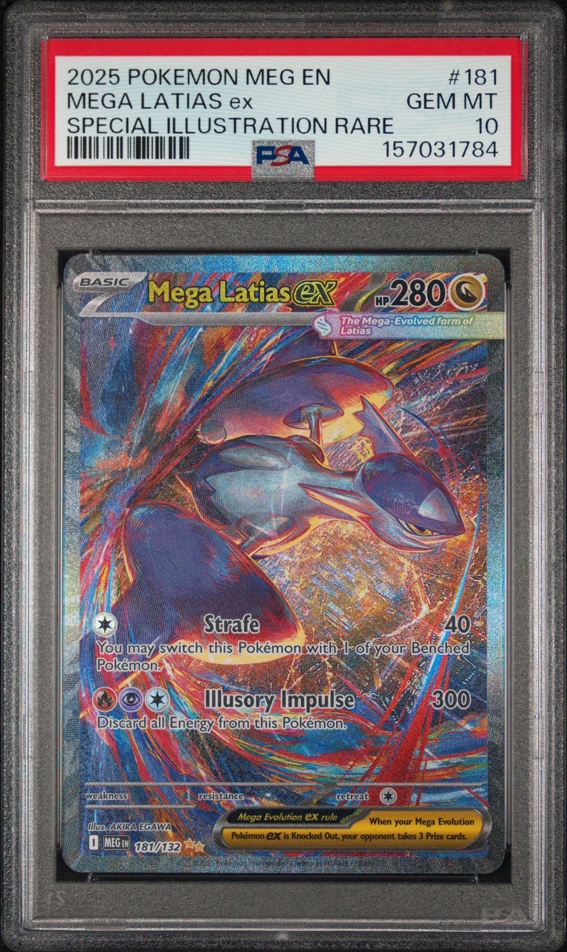 2025 Pokemon Meg En-Mega Evolution Mega Latias Ex #181 (Special Illustration Rare) Gem Mt 10 front view - PSA graded GEM MT 10