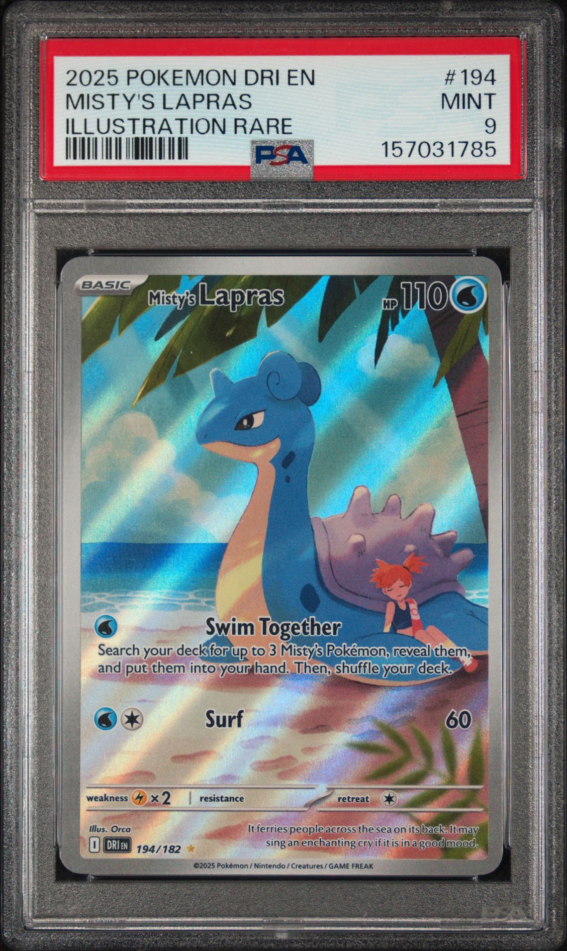 2025 Pokemon Dri En-Destined Rivals Misty's Lapras #194 (Illustration Rare) Mint 9 front