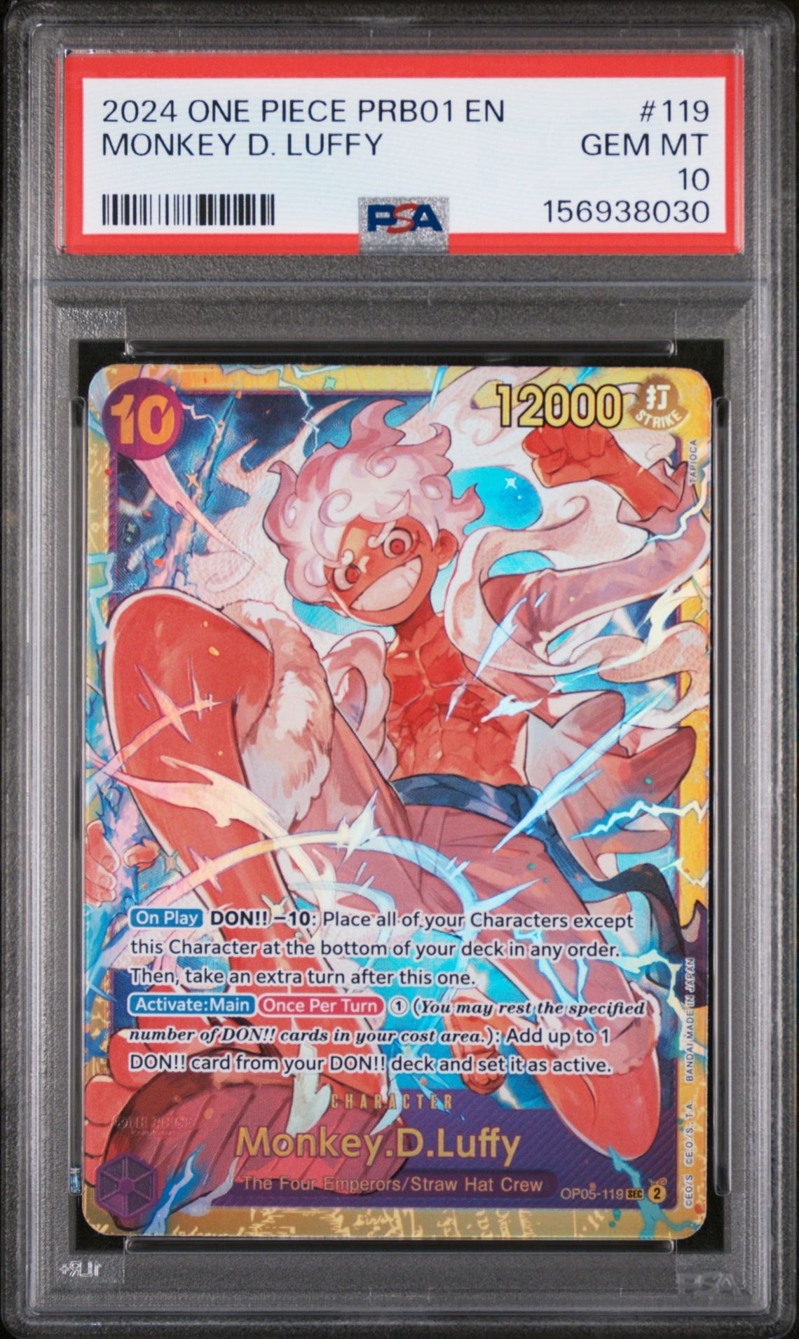 2024 One Piece Prb01-Premium Booster -One Piece Card The Best- Monkey D. Luffy #119 Gem Mt 10 front